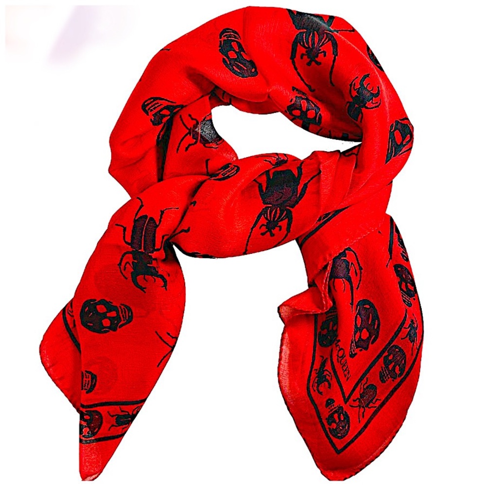 Authentic Alexander McQueen Silk Beetles & Skulls Wrap/Scarf